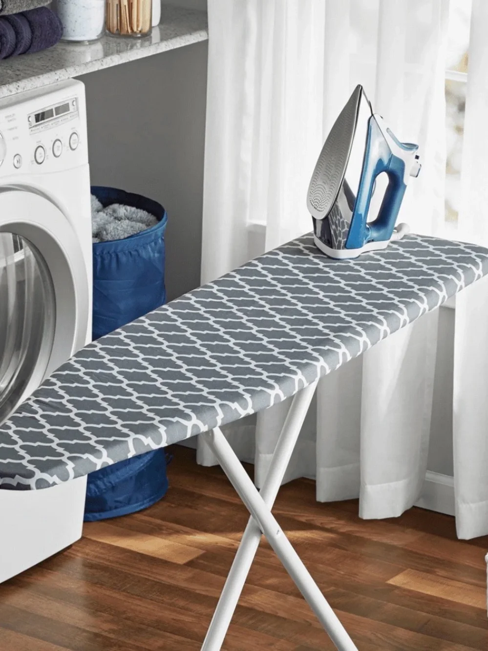 Mainstays Gray & White Geometric Ironing Board Cover & Pad